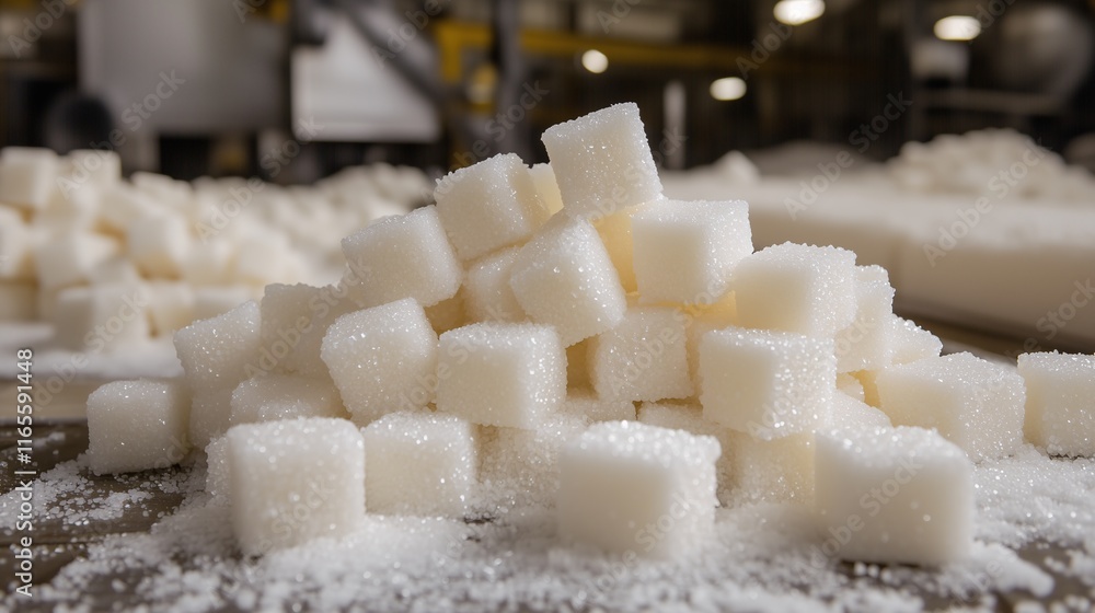 custom made wallpaper toronto digitalPile of sugar cubes on a production line in a factory, showcasing food manufacturing processes.