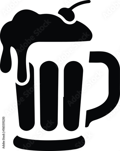 beer with foam isolated icon