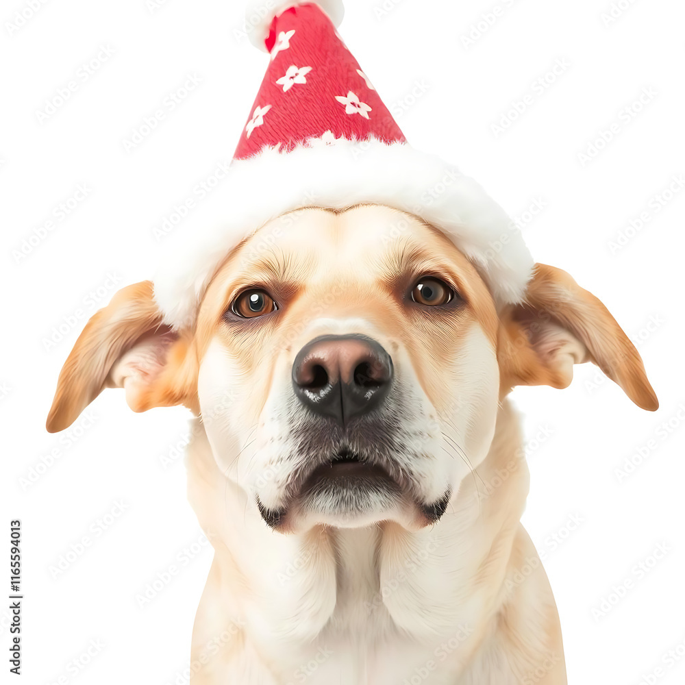 dog in a holiday cap on a white background dog in a holiday cap on a white background