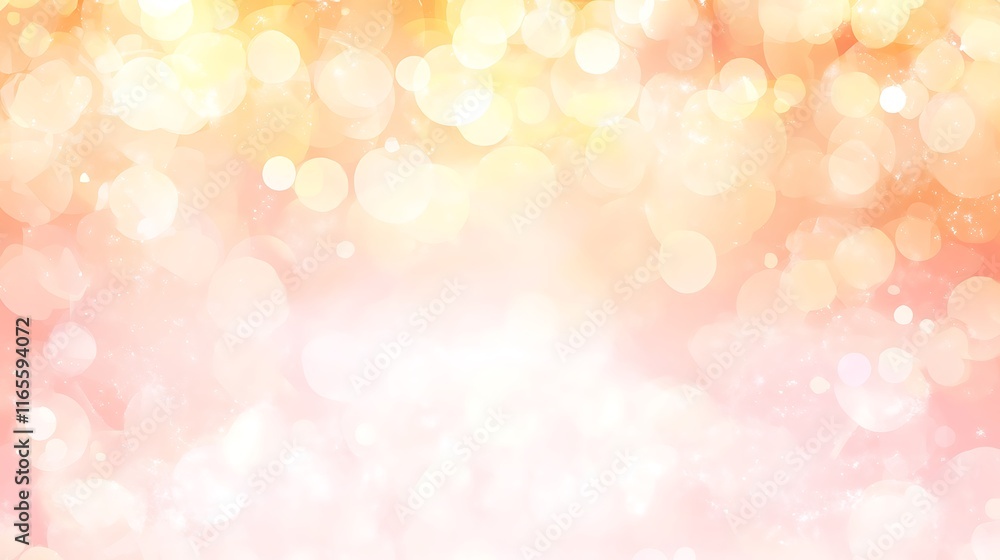 Abstract Background of Soft Peach and White Bokeh Lights