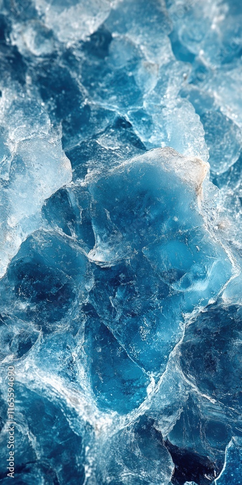 Vibrant blue ice formations glimmering under soft light create an enchanting visual for mobile phone wallpaper Vibrant blue ice formations glimmering under soft light create an enchanting visual for mobile phone wallpaper