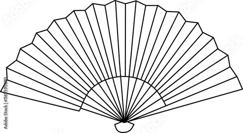 icon Chinese hand fan design, with various design shapes, with a hand drawn black outline style