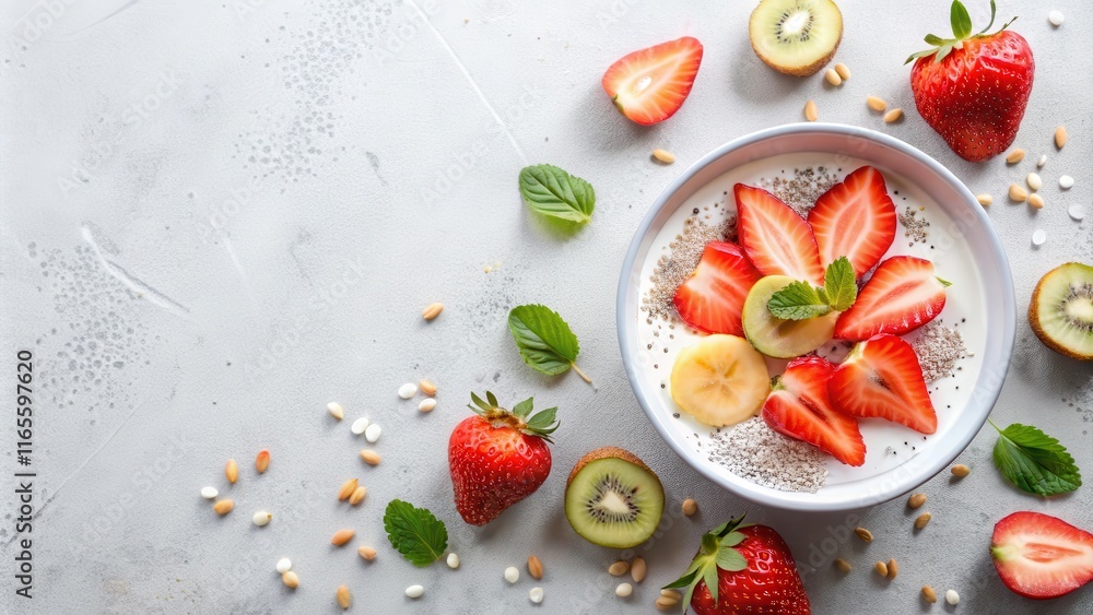 A Delicious and Healthy Breakfast Parfait with Strawberries, Kiwi, and Chia Seeds A Delicious and Healthy Breakfast Parfait with Strawberries, Kiwi, and Chia Seeds