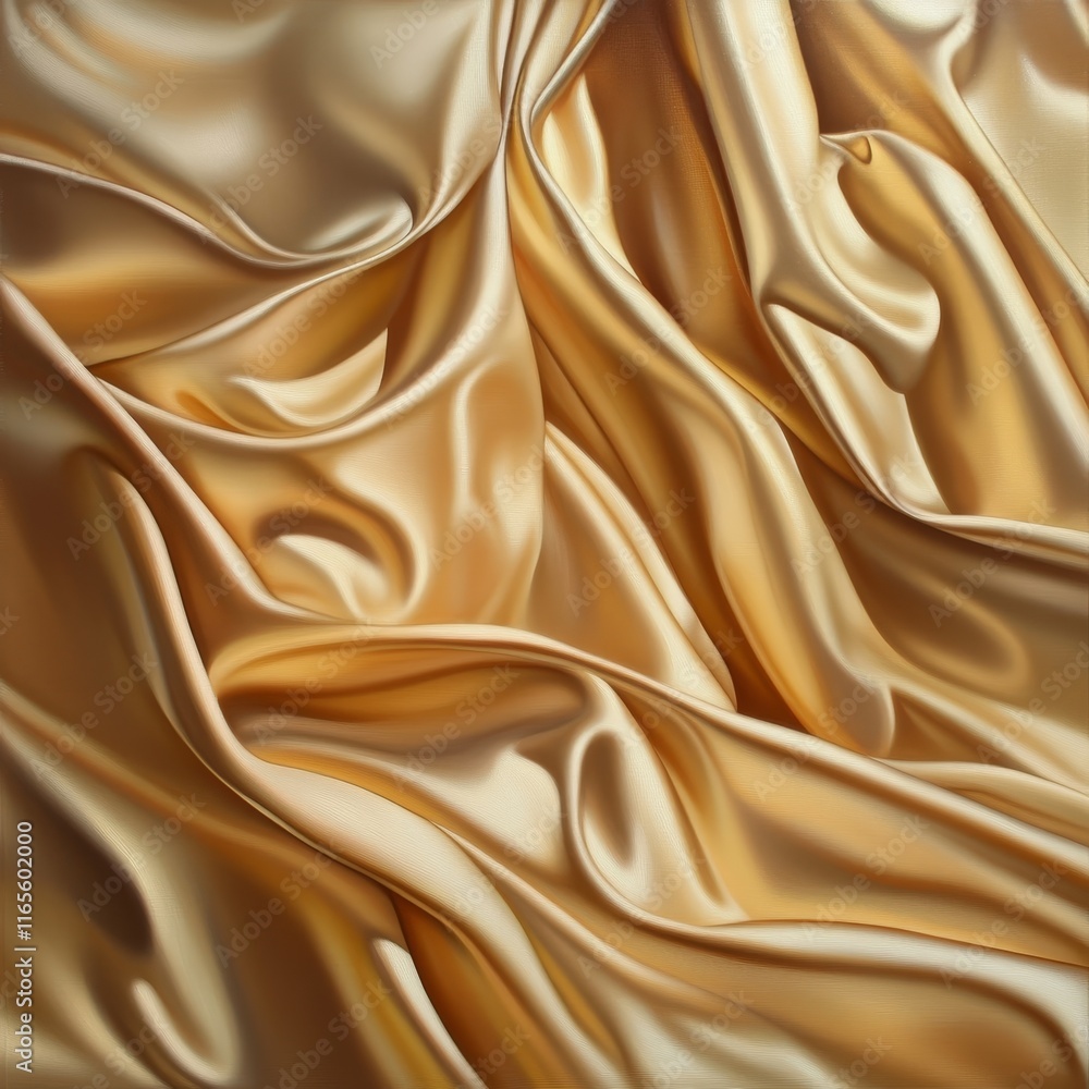 Fototapeta premium A luxurious golden silk with a silky texture and polished finish that radiates fabric shine