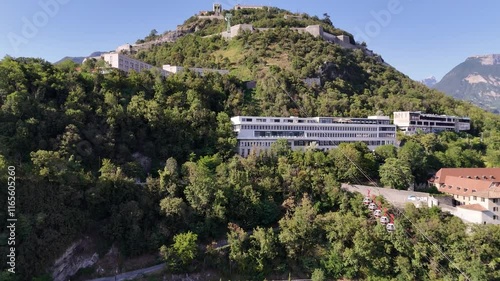 Aerial view of the Bastille Fort on Mount Rachais, Grenoble, France photo