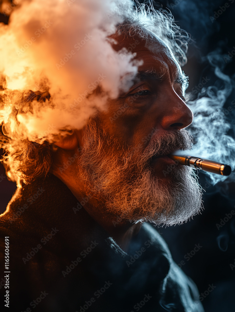Fototapeta premium elderly man vaping