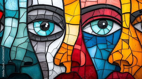 Colorful Mosaic Artwork Featuring Diverse Human Faces in Harmony