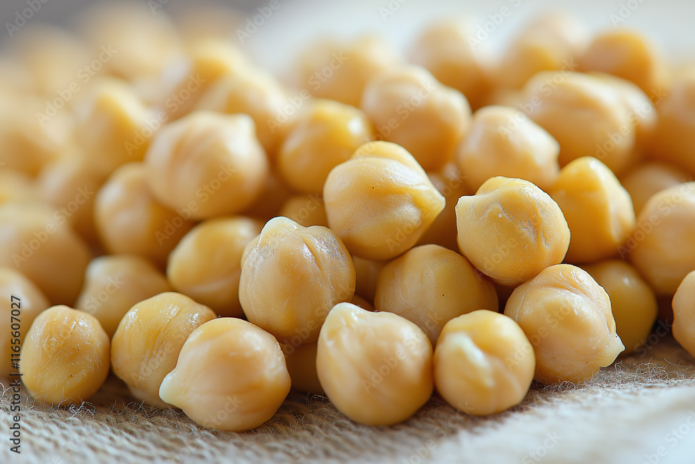 Close-up of fresh chickpeas on a textured fabric surface, showcasing their natural yellow color. Close-up of fresh chickpeas on a textured fabric surface, showcasing their natural yellow color.