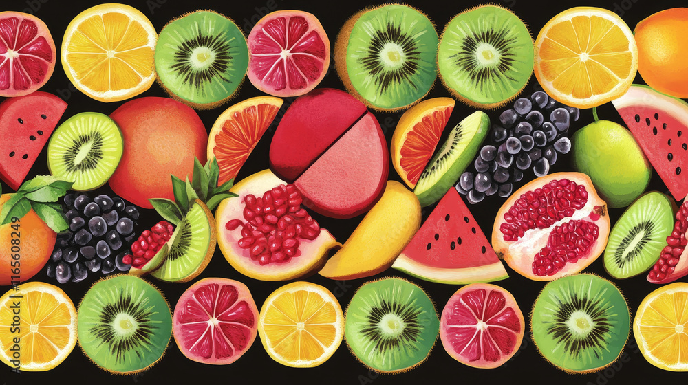 Fruits banners set of vector watermelon and melon, exotic mango and pineapple or kiwi, garden peach or apple and apricot or pear, pomegranate, plum and grape or citrus lemon and orange Fruits banners set of vector watermelon and melon, exotic mango and pineapple or kiwi, garden peach or apple and apricot or pear, pomegranate, plum and grape or citrus lemon and orange