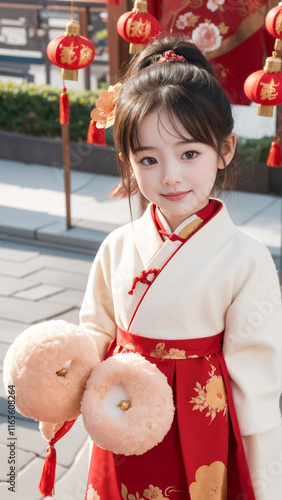 a girl in a Traditional clothing Celebrate the New Year