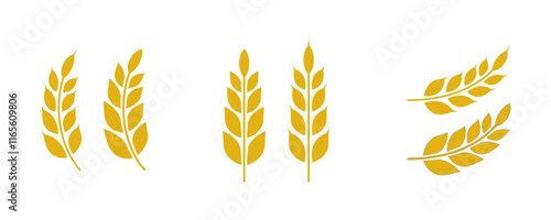 Gold wheat silhouette collection. Wheat or rice icon symbol vector illustration.