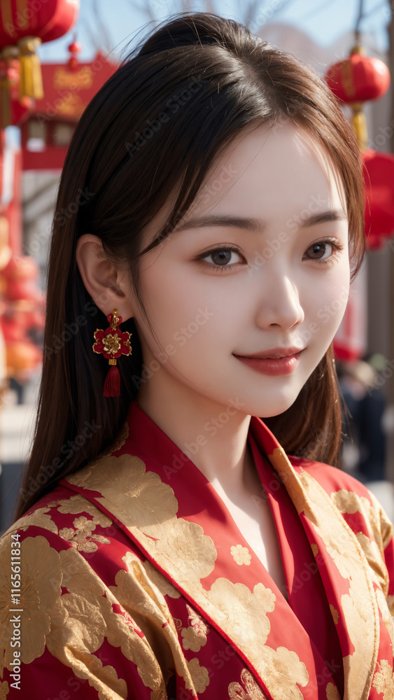 a girl in a Traditional clothing Celebrate the Chinese New Year