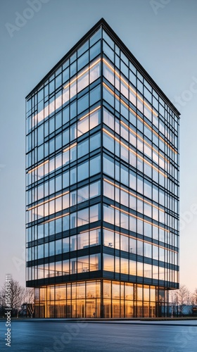 A Stunning Modern Skyscraper with Glass Facade, Capturing the Essence of Urban Design