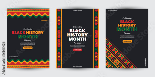 Collection of Black history month design for social media posts, greeting card, cover, sale promotion templates. Celebrating black history month