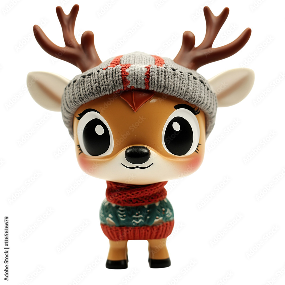 Fototapeta premium Christmas Reindeer, Clipart Style, isolated on transparent background