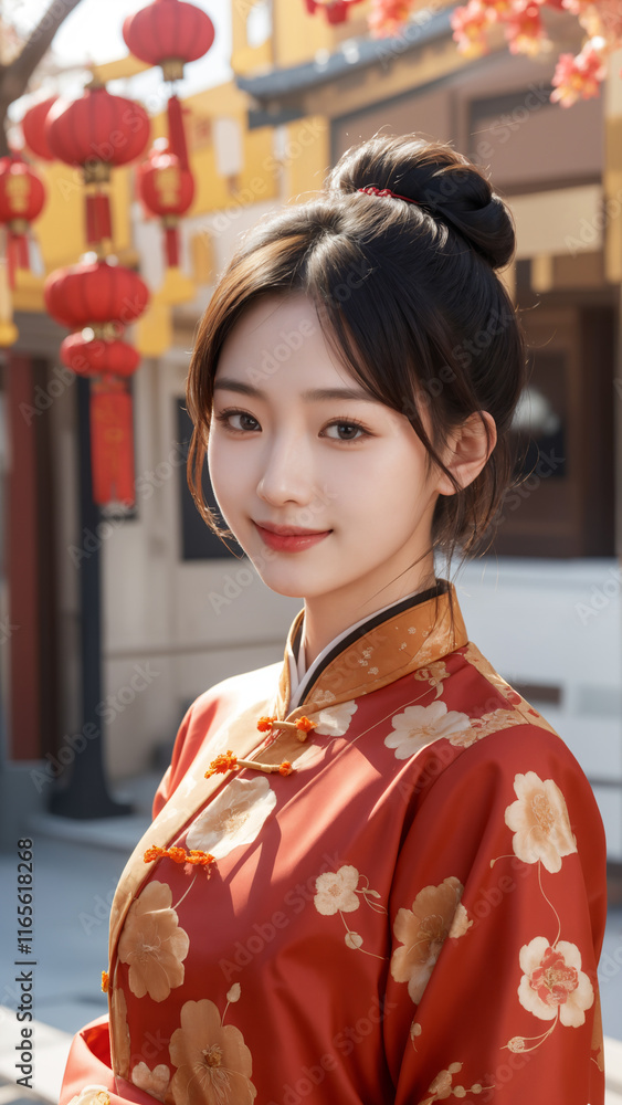 a girl in a Traditional clothing Celebrate the New Year a girl in a Traditional clothing Celebrate the New Year