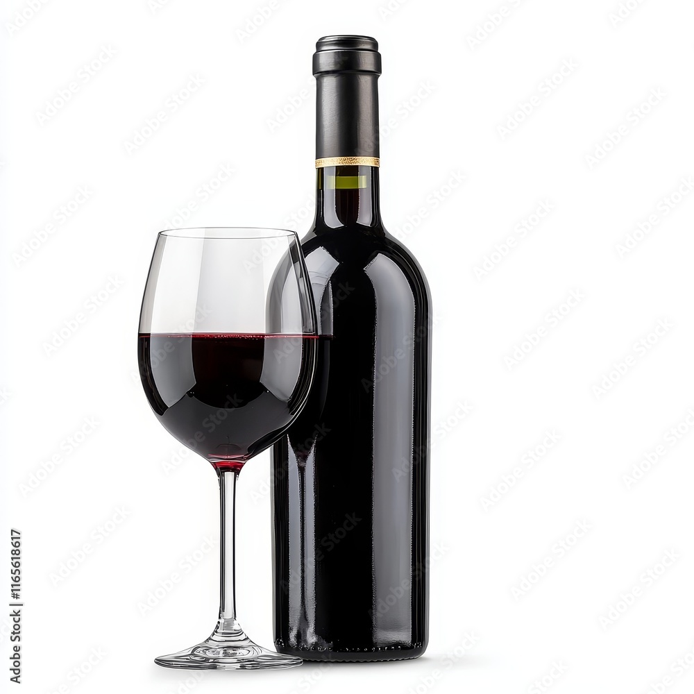 Wine Isolated on White Background: Beverage, Fine Dining, Wine Culture, Minimalist Design Wine Isolated on White Background: Beverage, Fine Dining, Wine Culture, Minimalist Design
