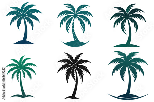 create plam tree silhouette image logo icon with 