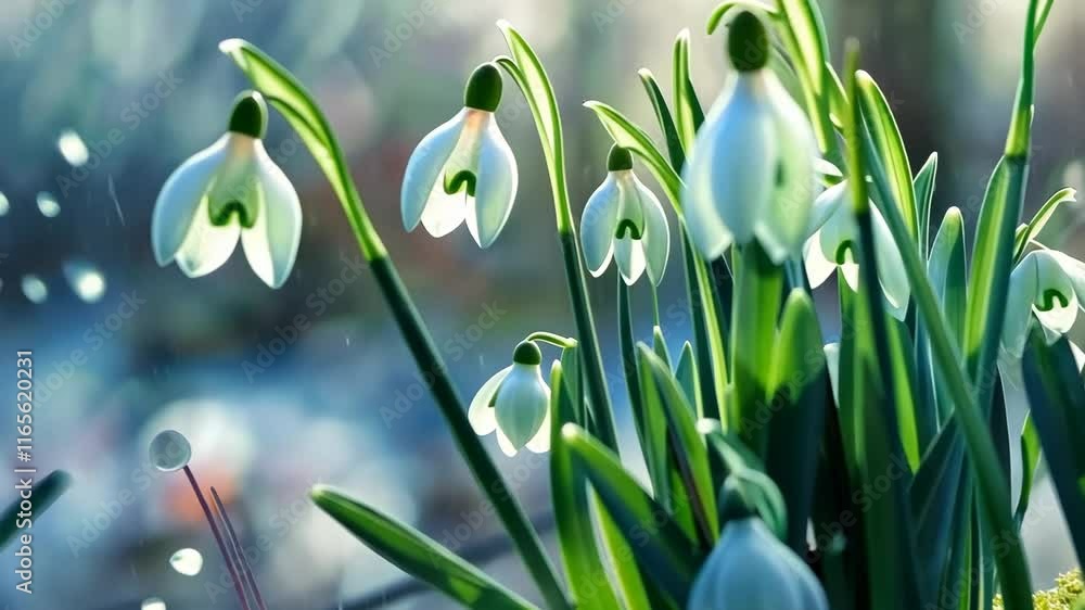 snowdrops bloom in the forest. Selective focus. nature.