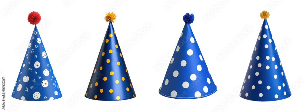 Obraz premium Party hats set isolated on a transparent background