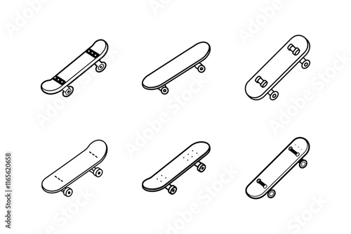 skateboard line art vector illustration