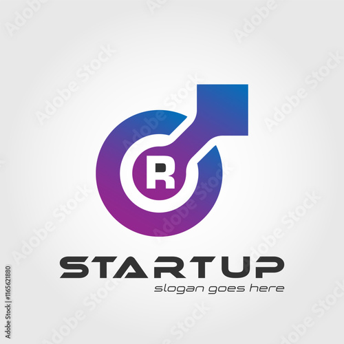 Techno logo blended with initial letter R