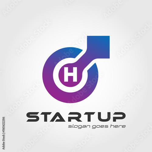 Techno logo blended with initial letter H