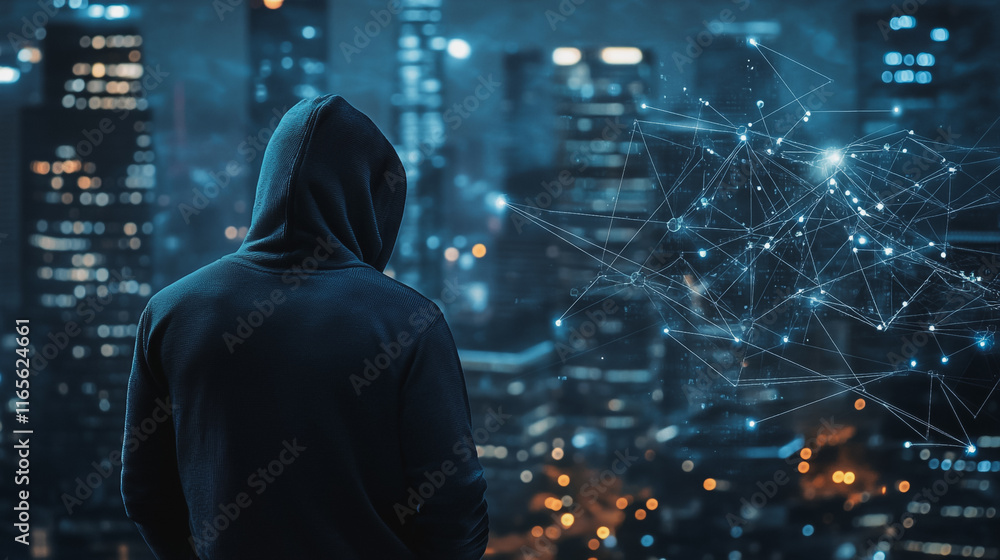 Hacker are planning to hack and attack networks and cyber security systems. Smart Innovation city with connection future wireless digital city and social media networking over the cityscape. Hacker are planning to hack and attack networks and cyber security systems. Smart Innovation city with connection future wireless digital city and social media networking over the cityscape.
