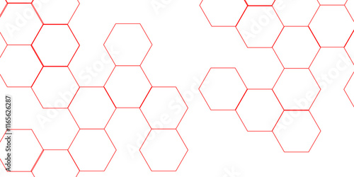 abstract geometric red texture background red hexagon 3D background texture. 3d rendering illustration. Clear pattern abstract background hexagon .Futuristic abstract banner.