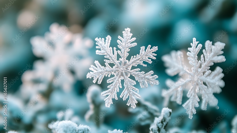 Delicate ice crystals adorn a winter branch Delicate ice crystals adorn a winter branch