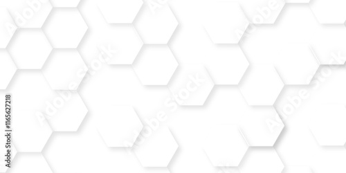 Abstract hexagon white background with shadow .white background Futuristic blue neon honeycombs. Modern technology design. Vector illustration.