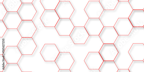 abstract geometric red texture background red hexagon 3D background texture. 3d rendering illustration. Clear pattern abstract background hexagon .Futuristic abstract banner.