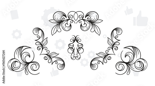 border frame floral decoration design illustration vector divider flourish ornament ornate vintage flower element swirl text wedding decorative doodle invitation