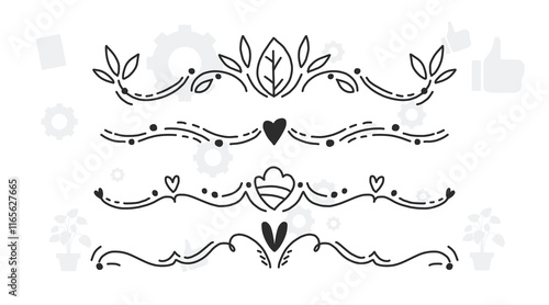 border frame floral decoration design illustration vector divider flourish ornament ornate vintage flower element swirl text wedding decorative doodle invitation