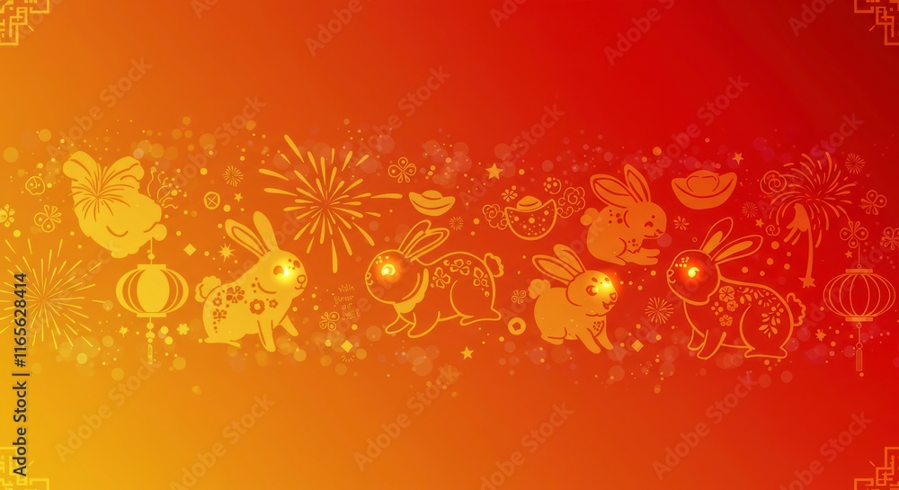 Happy Chinese New Year of the Rabbit Celebration Banner Happy Chinese New Year of the Rabbit Celebration Banner
