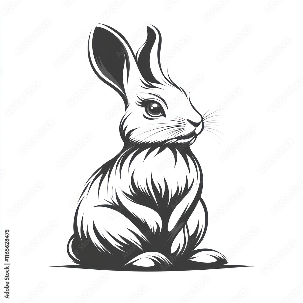 Fototapeta premium Elegant Black And White Rabbit Illustration