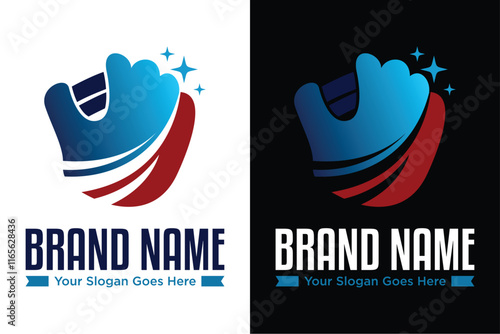 modern simple baseball glove with star illustrator vector logo design