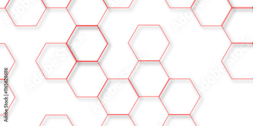 abstract geometric red texture background red hexagon 3D background texture. 3d rendering illustration. Clear pattern abstract background hexagon .Futuristic abstract banner.