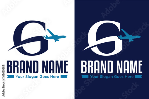 simple modern letter G plane aviation illustrator vector logo design