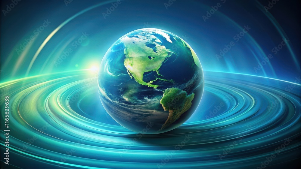 A Vibrant Earth Globe Set Against a Swirling Celestial Background, Representing Global Connectivity and Environmental Awareness A Vibrant Earth Globe Set Against a Swirling Celestial Background, Representing Global Connectivity and Environmental Awareness