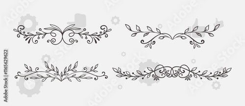 border frame floral decoration design illustration vector divider flourish ornament ornate vintage flower element swirl text wedding decorative doodle invitation