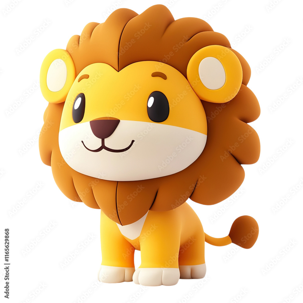 Obraz premium 3d cartoon cute lion, Clipart Style, isolated on transparent background