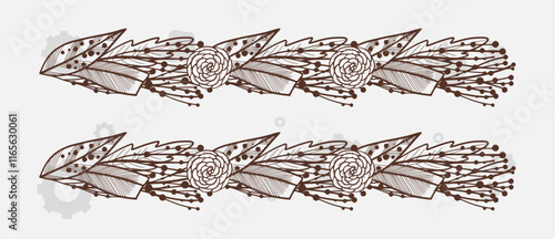 border frame floral decoration design illustration vector divider flourish ornament ornate vintage flower element swirl text wedding decorative doodle invitation