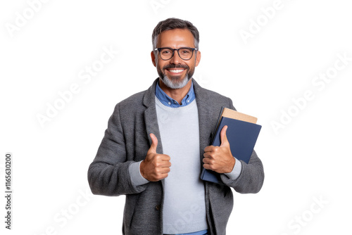 PNG happy male teacher giving thumbs up