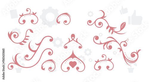 border frame floral decoration design illustration vector divider flourish ornament ornate vintage flower element swirl text wedding decorative doodle invitation