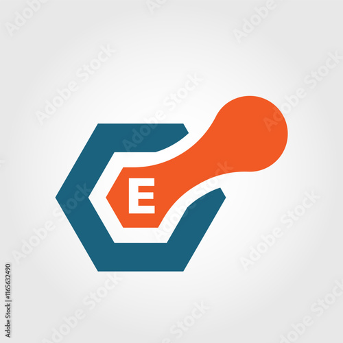 Techno start up combined with initial letter E logo template