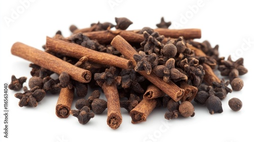 Wallpaper Mural Bundled Cinnamon Sticks and Cloves on White Background Torontodigital.ca