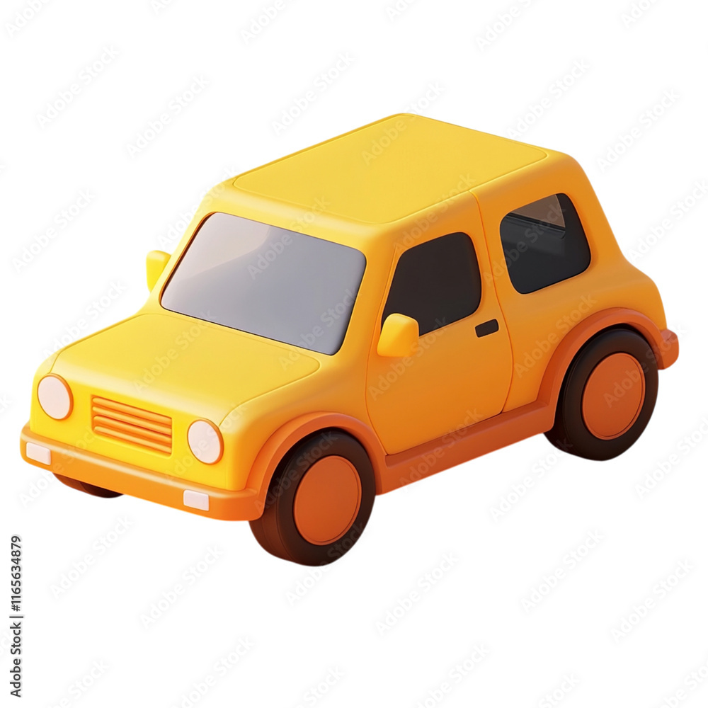 3d cartoon yellow car, Clipart Style, isolated on transparent background 3d cartoon yellow car, Clipart Style, isolated on transparent background