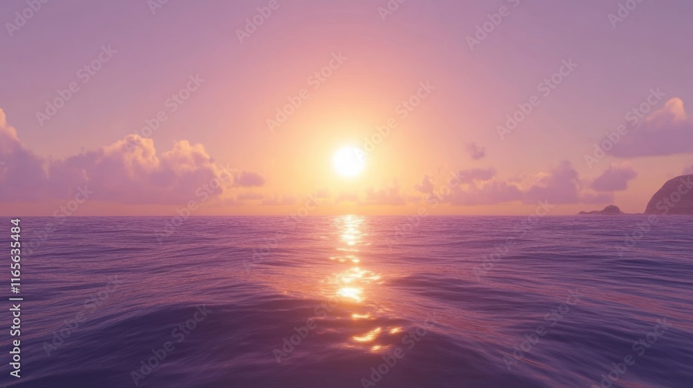 Obraz premium Serene Sunset Over Calm Ocean Water with Colorful Sky Reflections