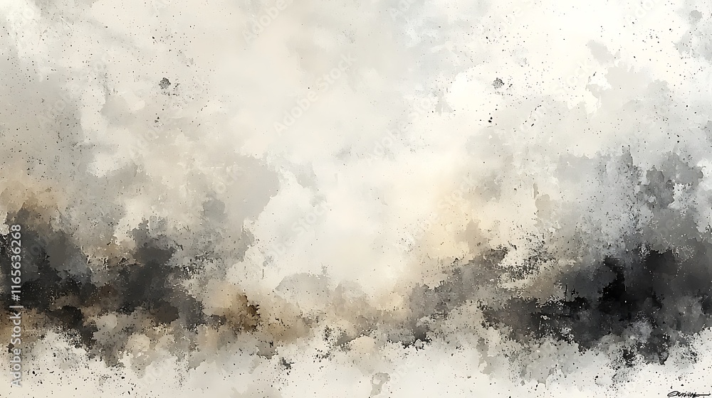Abstract grayscale watercolor background with textured splatters and washes. Abstract grayscale watercolor background with textured splatters and washes.